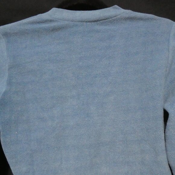 UB JEANS | Striped Light Blue Fleece V-Neck Long Sleeve Shirt W/ Sleeve Pocket - Picture 11 of 15